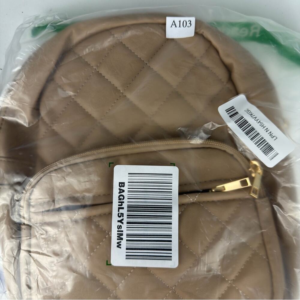 NWT Marvolia Mini Backpack for Women - Vegan Leather Small Fashion Purse Khaki - Picture 9 of 12
